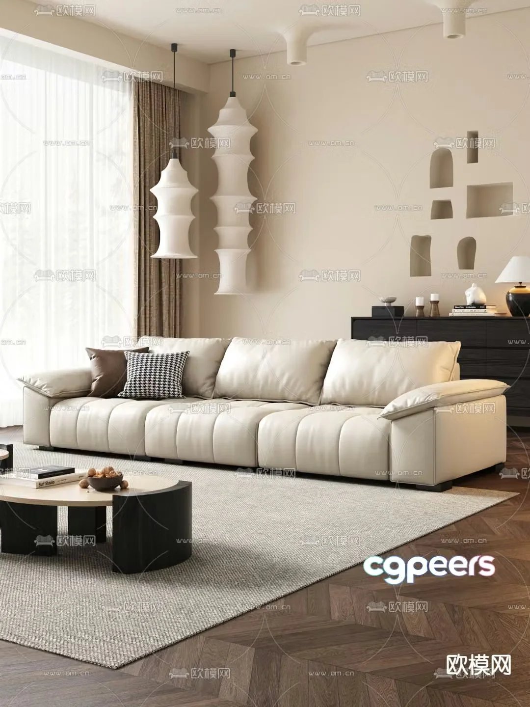 Three seater sofa upholstered sofa 3d model