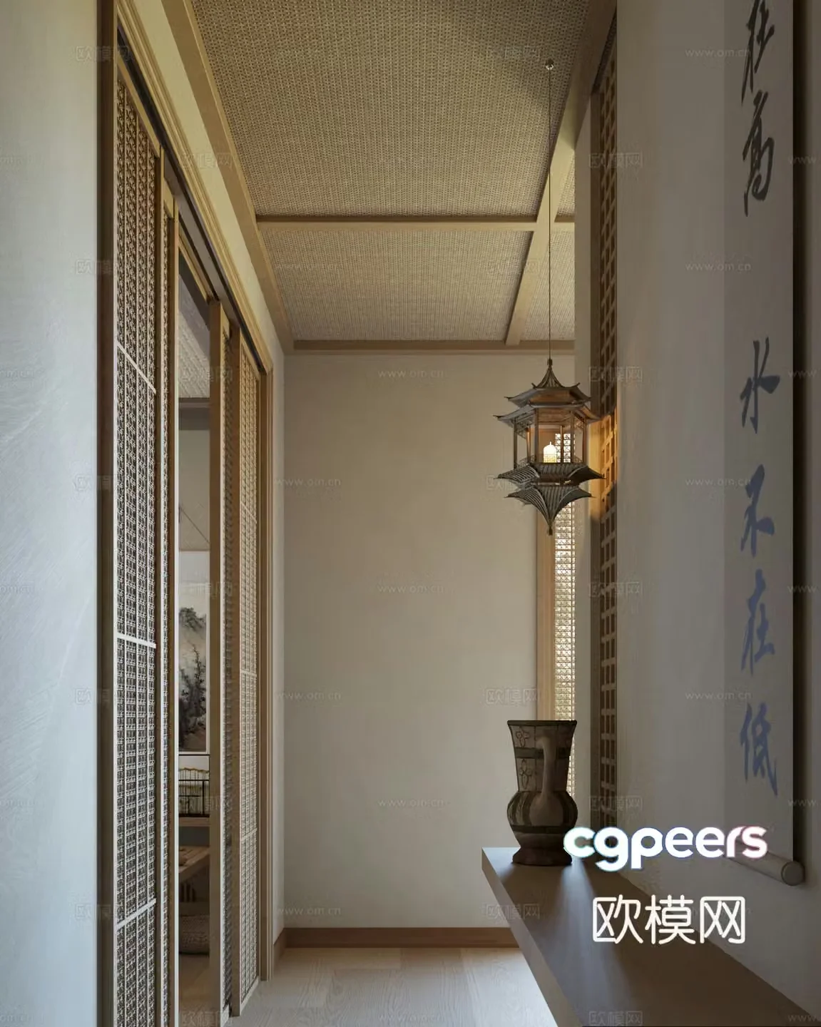 New Chinese style entrance aisle 3D model