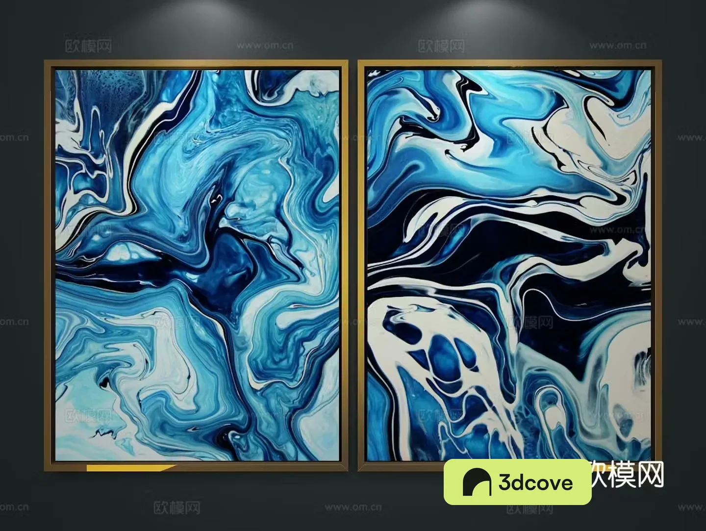 New Chinese style decorative painting blue abstract painting