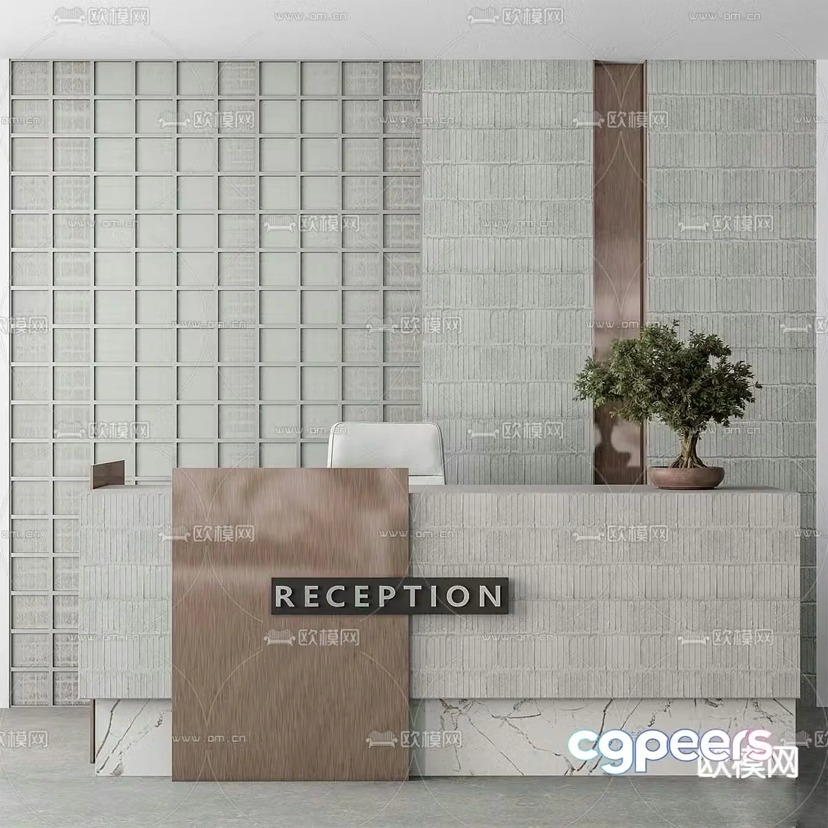 modern reception desk front desk service desk 3d model