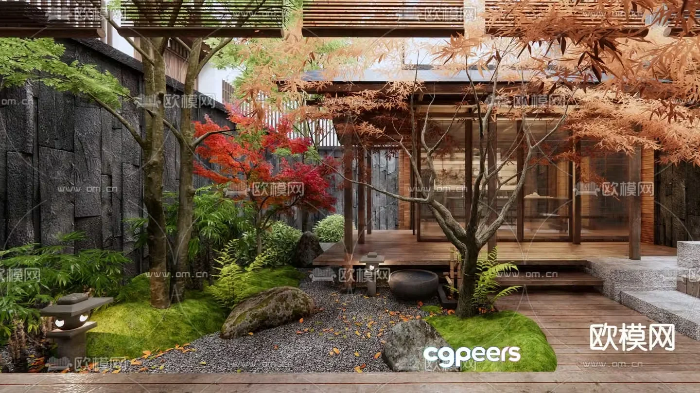 Courtyard landscape plant pile landscape 3d model