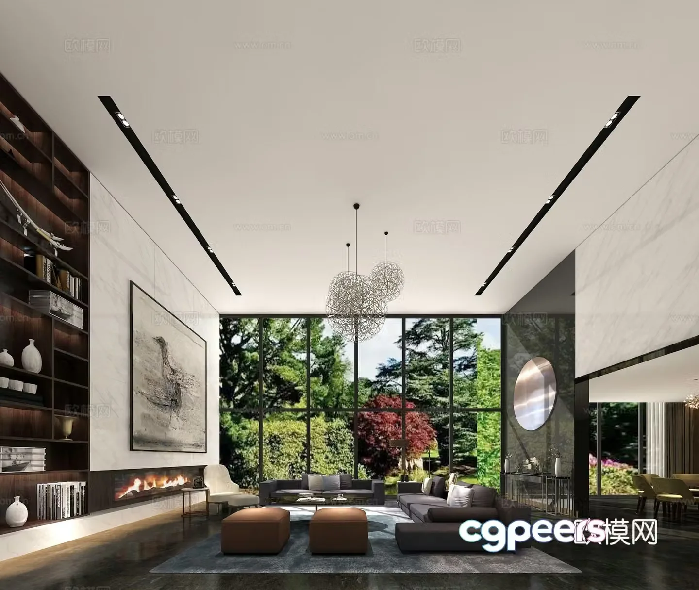 Modern villa living room 3d model