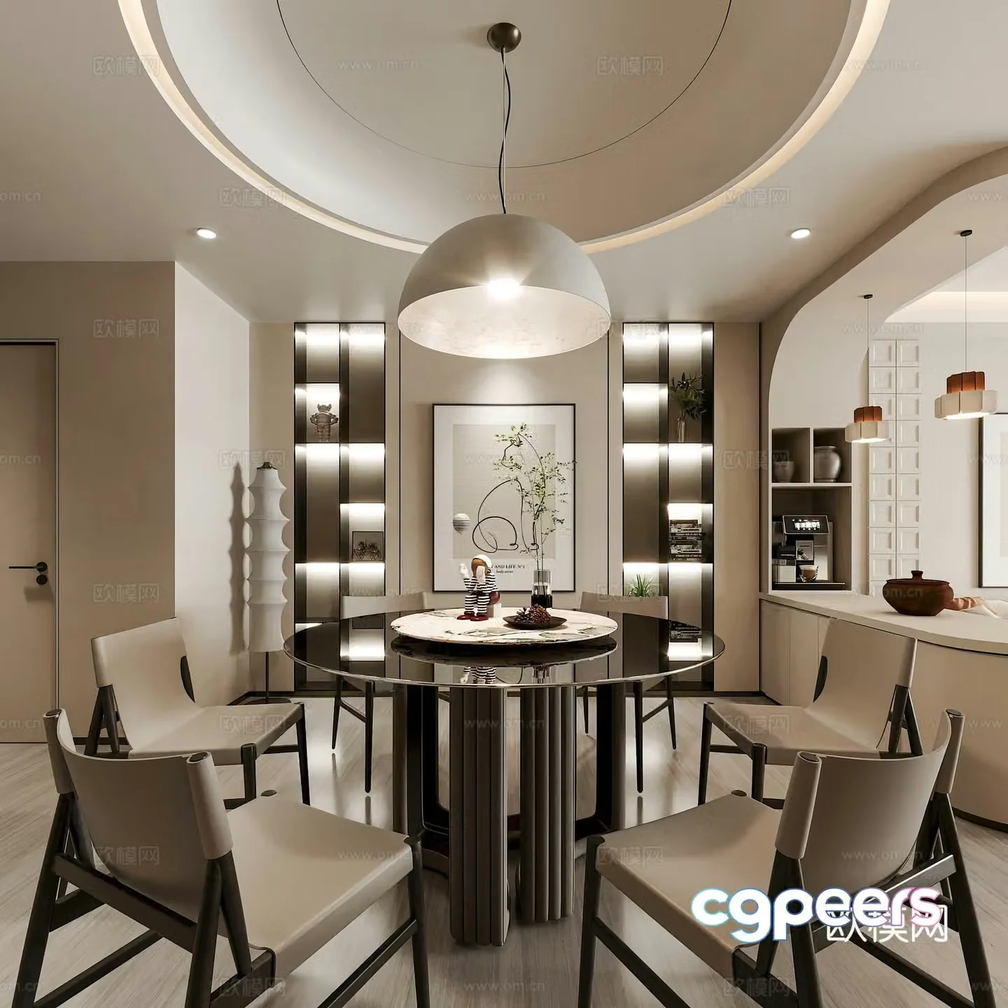Creamy Style Restaurant 3D Model