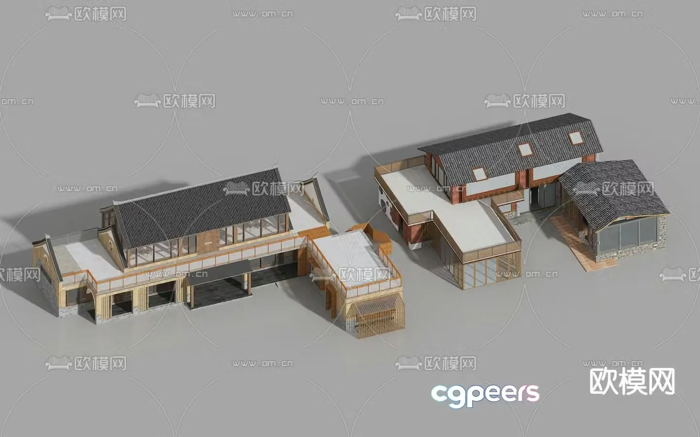 Chinese style B&B single building 3D model