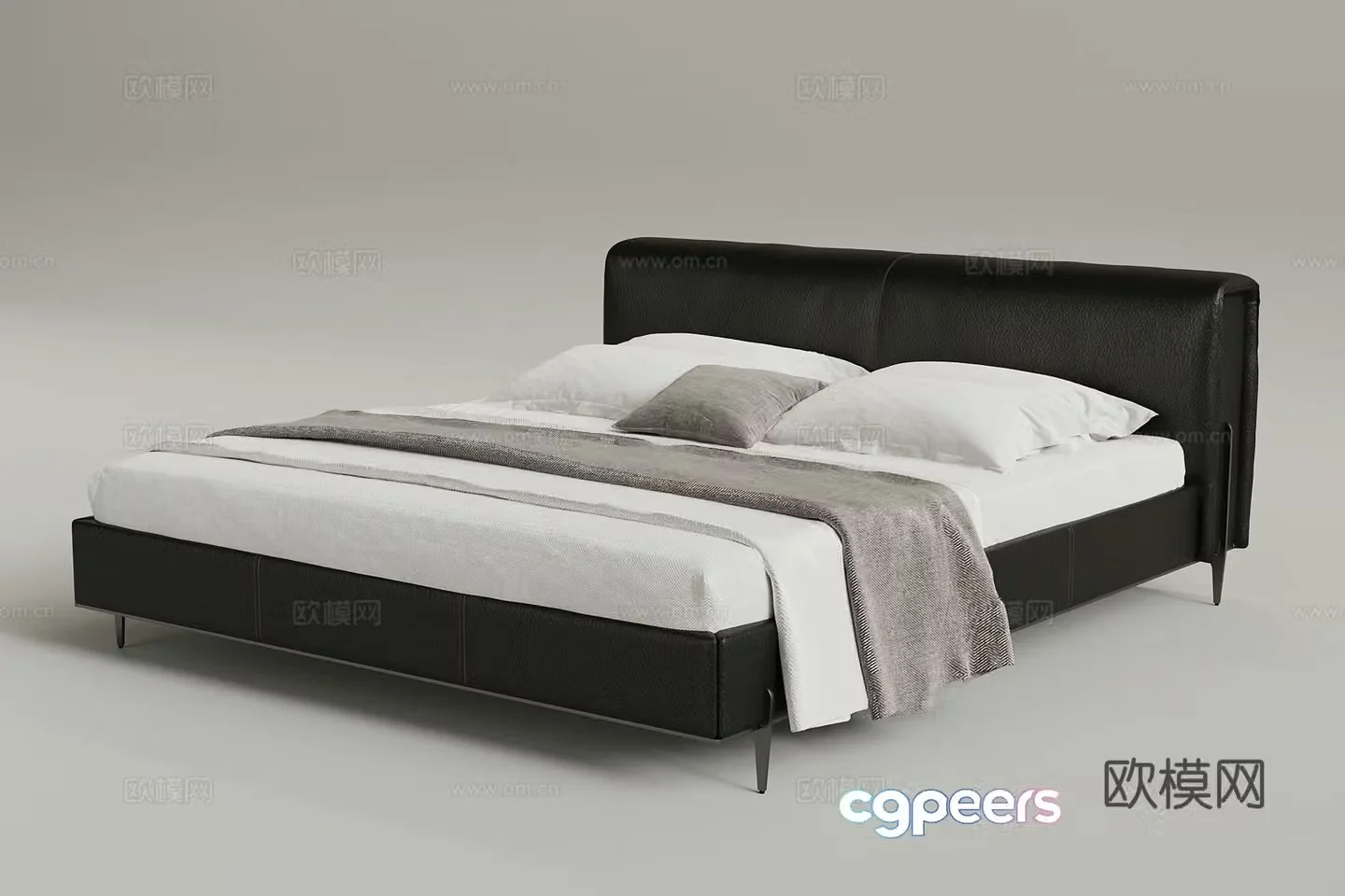 Modern Italian double bed leather double bed 3d model