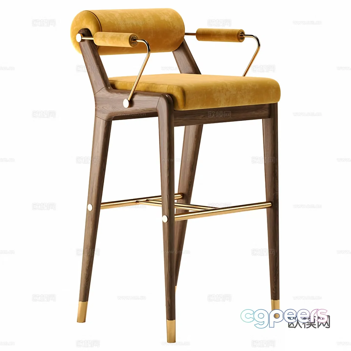 Modern light luxury bar chair bar stool 3D model