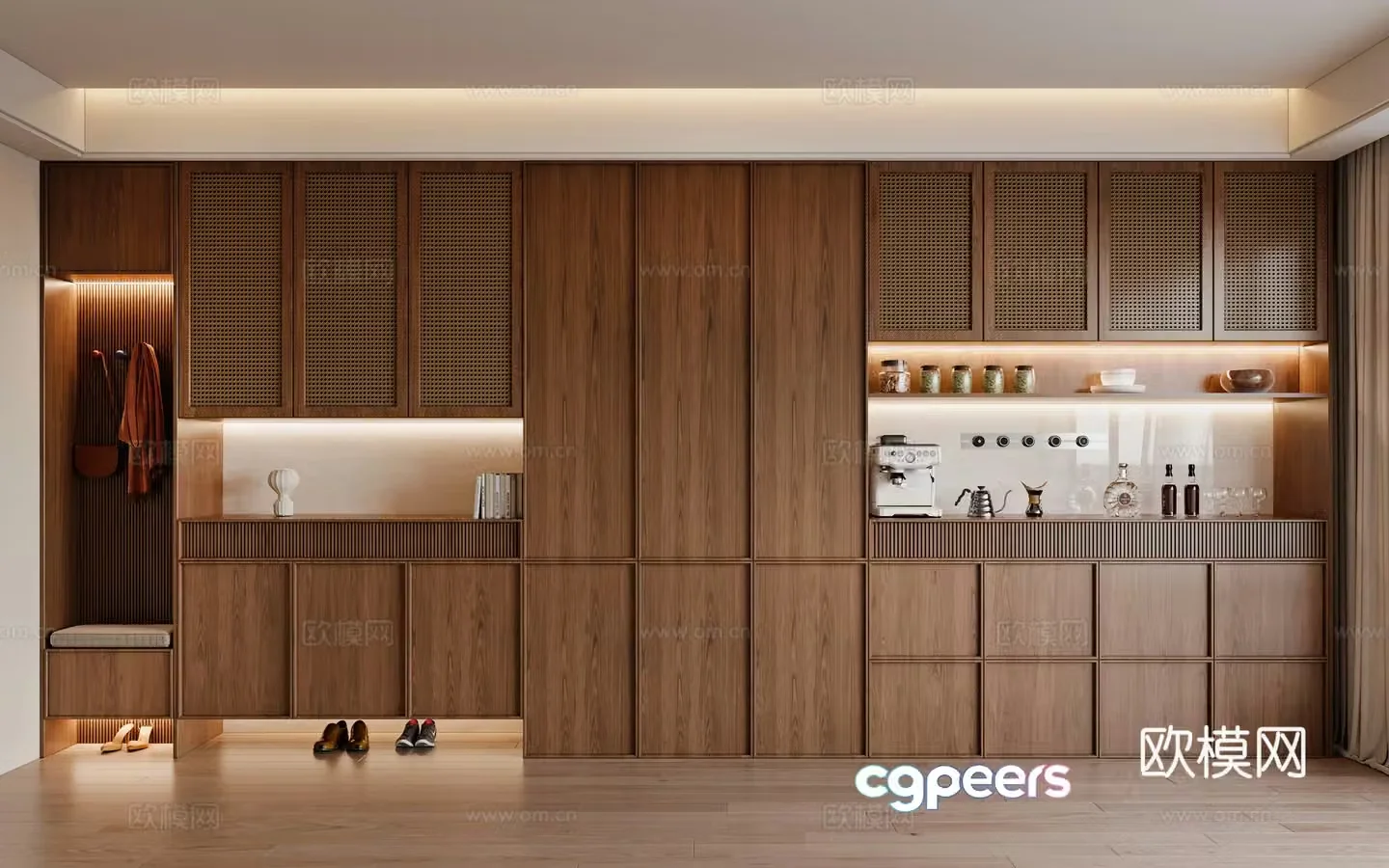 Middle-aged sideboard shoe cabinet 3d model