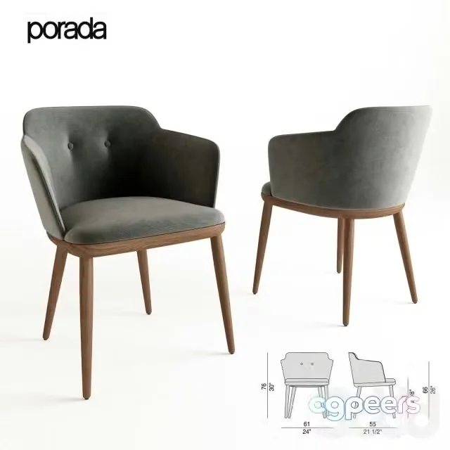 3ds Max Free – Armchair with armrests Porada Celin