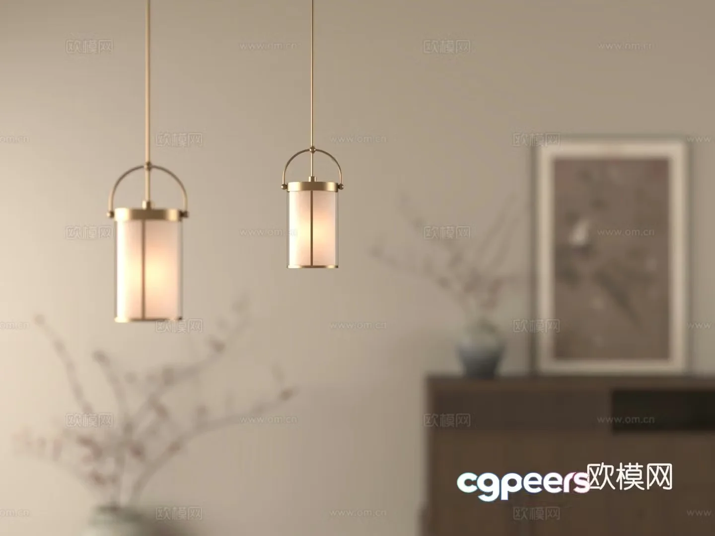 New Chinese chandeliers fishing line chandeliers bedside chandeliers 3D model