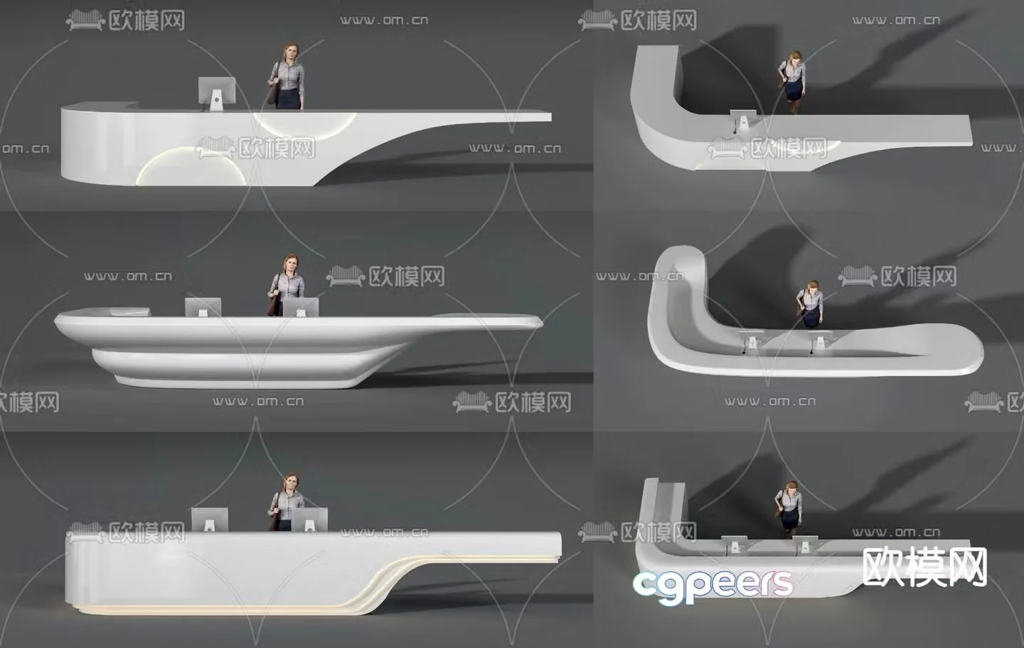Front desk service desk reception desk information desk 3d model