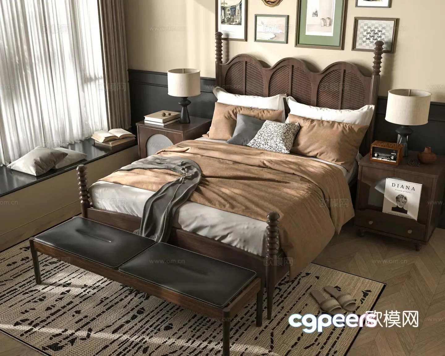 Middle-aged bedroom 3d model