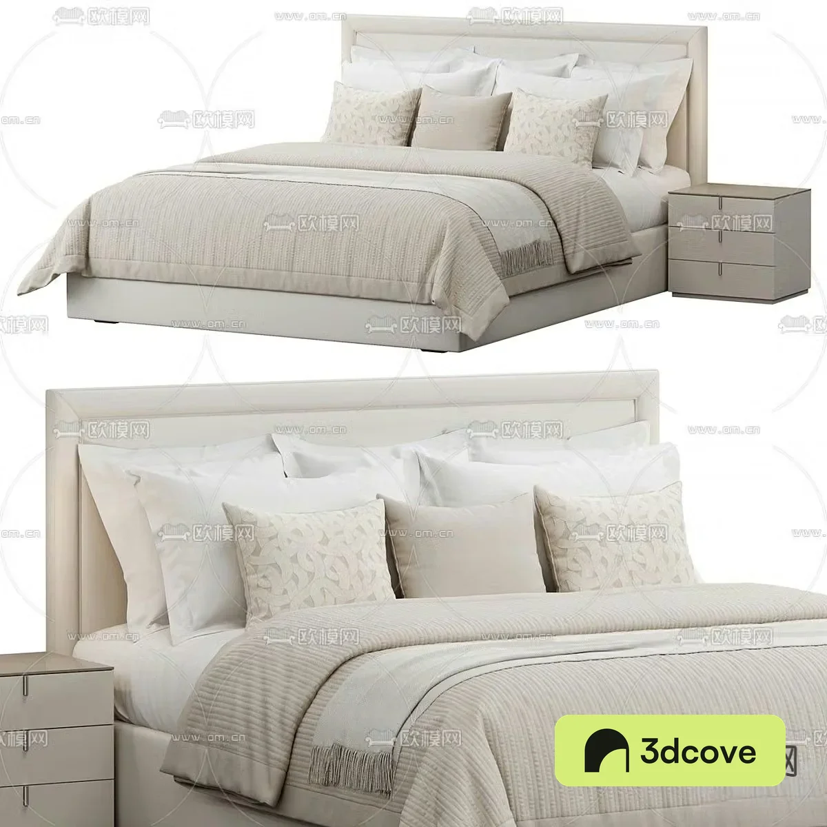 Cream double bed