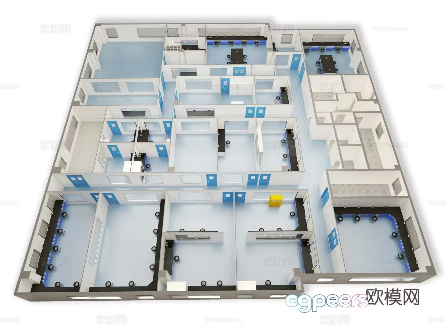 Laboratory bird’s eye view planning 3d model