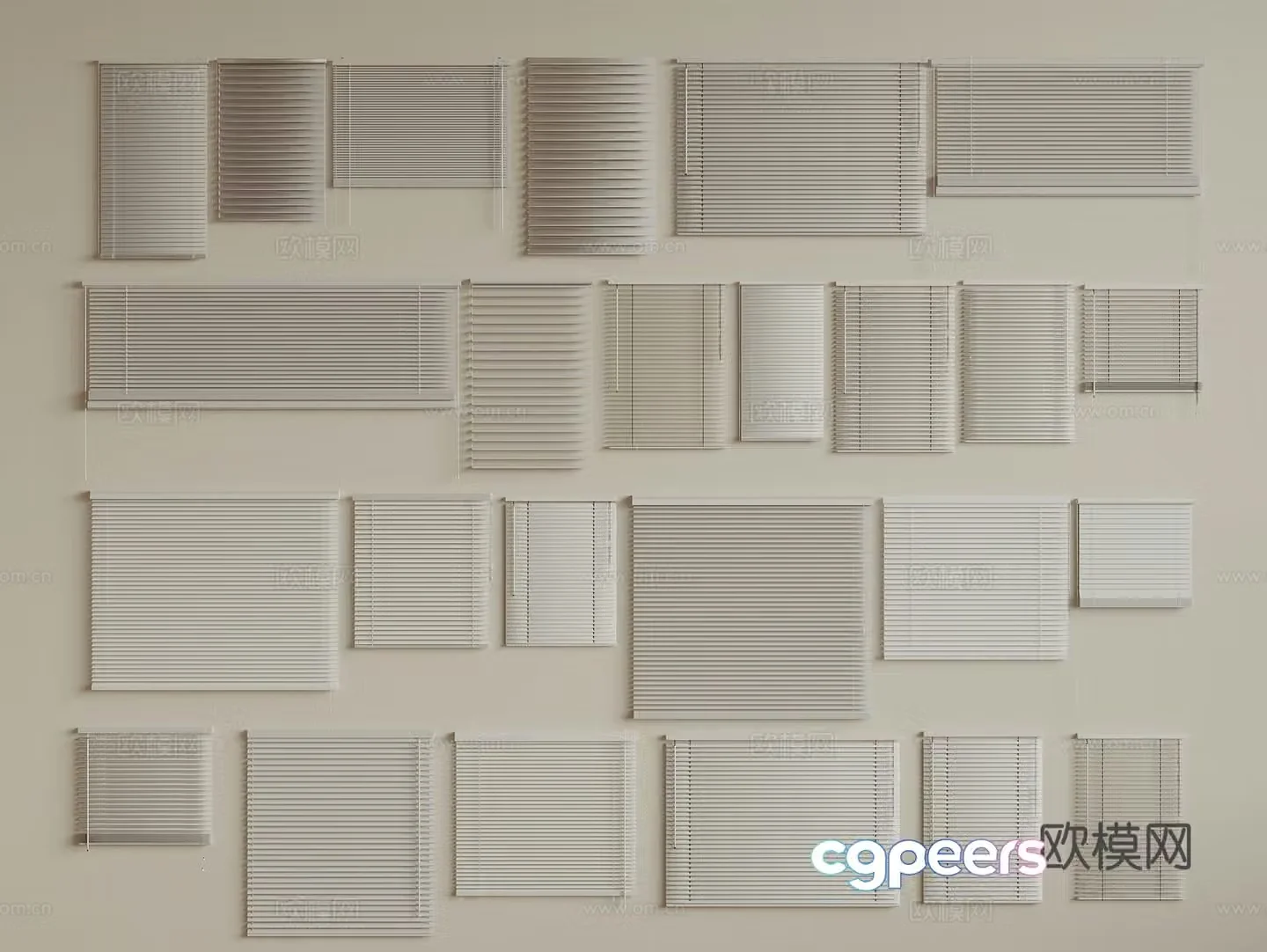 modern curtains venetian blinds 3d model