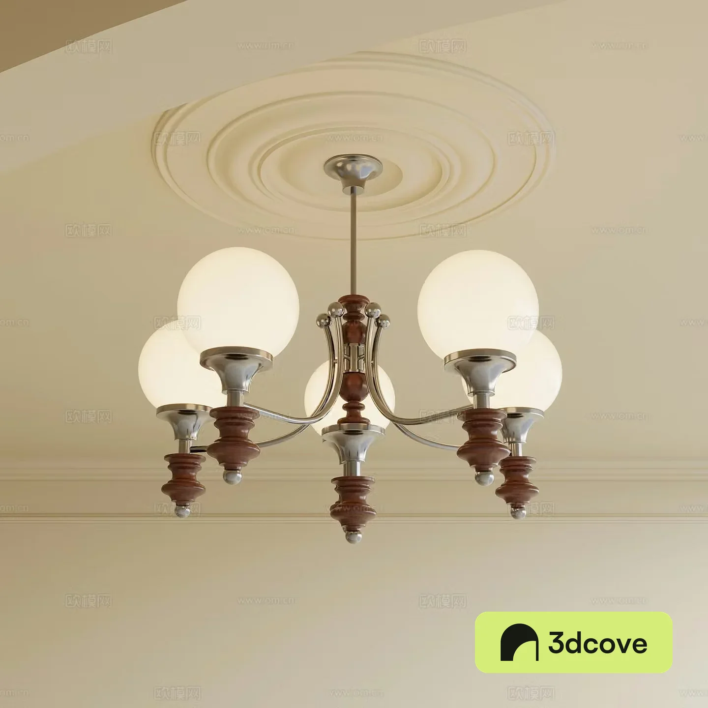 Middle-aged chandelier Multi-head chandelier 3d model