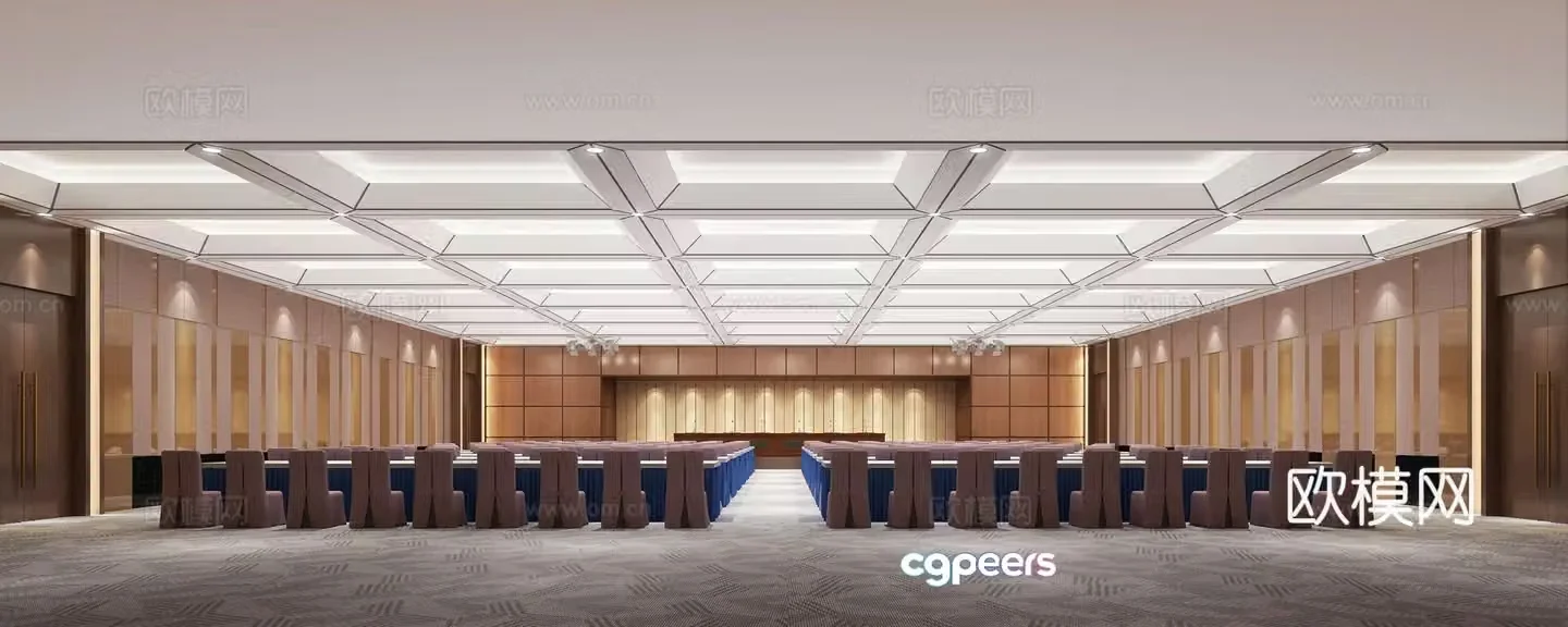 Modern bank hall 3d model