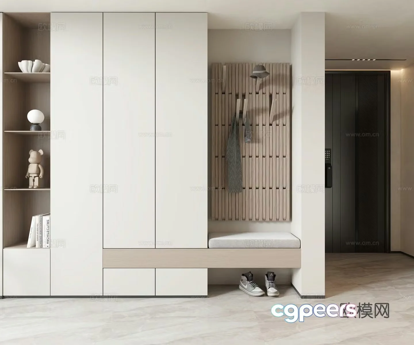 Modern entrance shoe cabinet 3D model