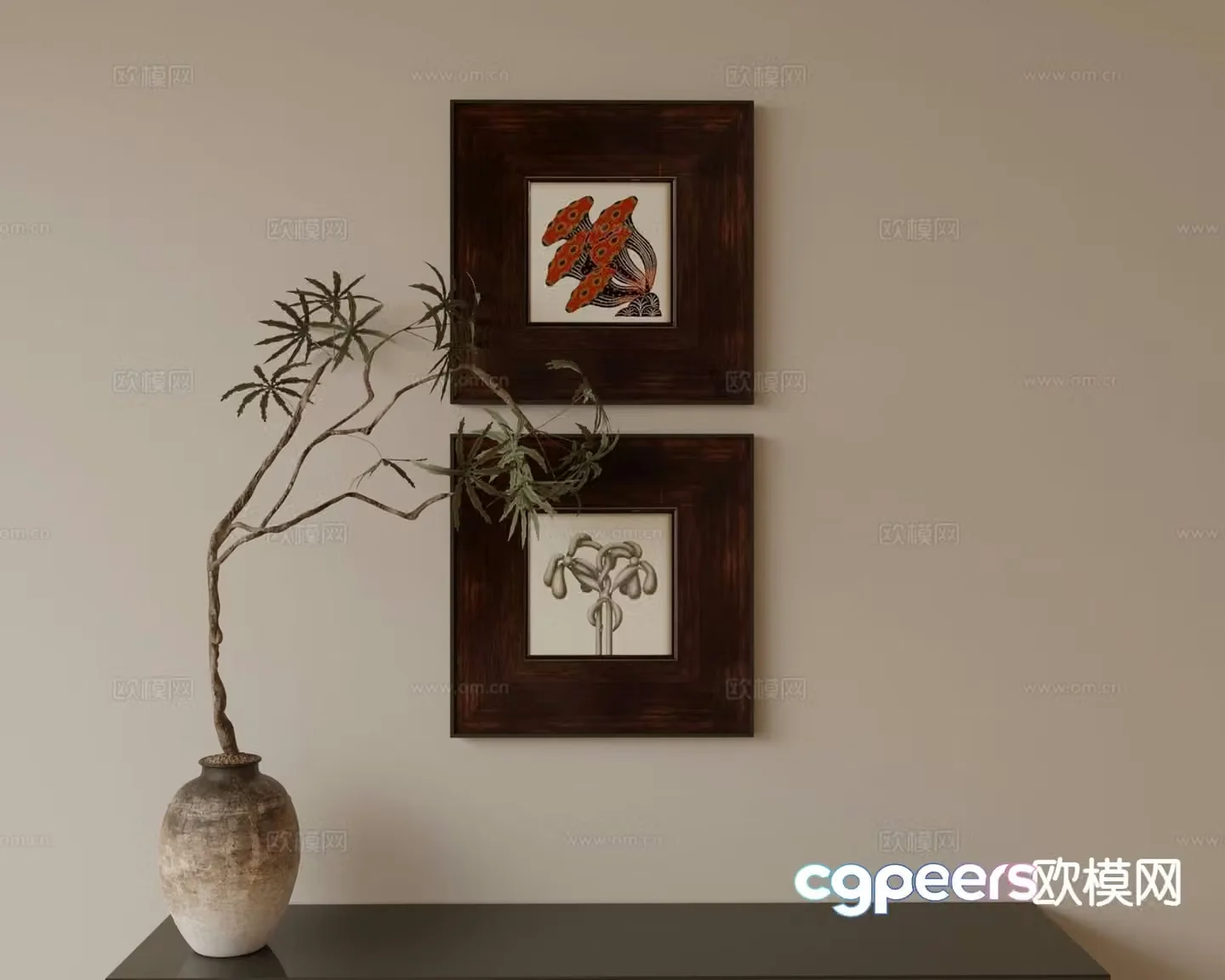 Medieval style hanging painting decorative painting 3d model