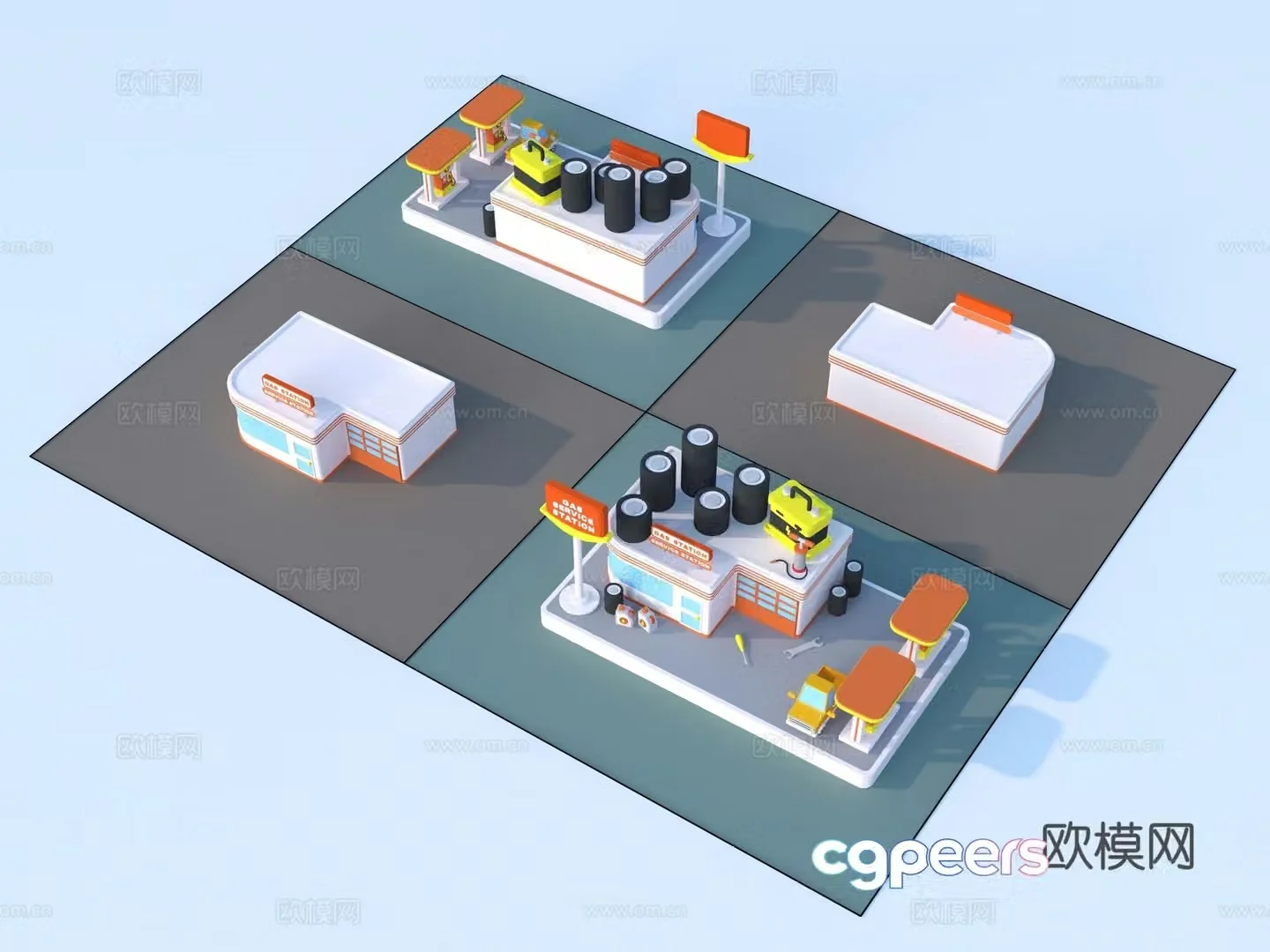 Cartoon toys architectural sketch 3d model