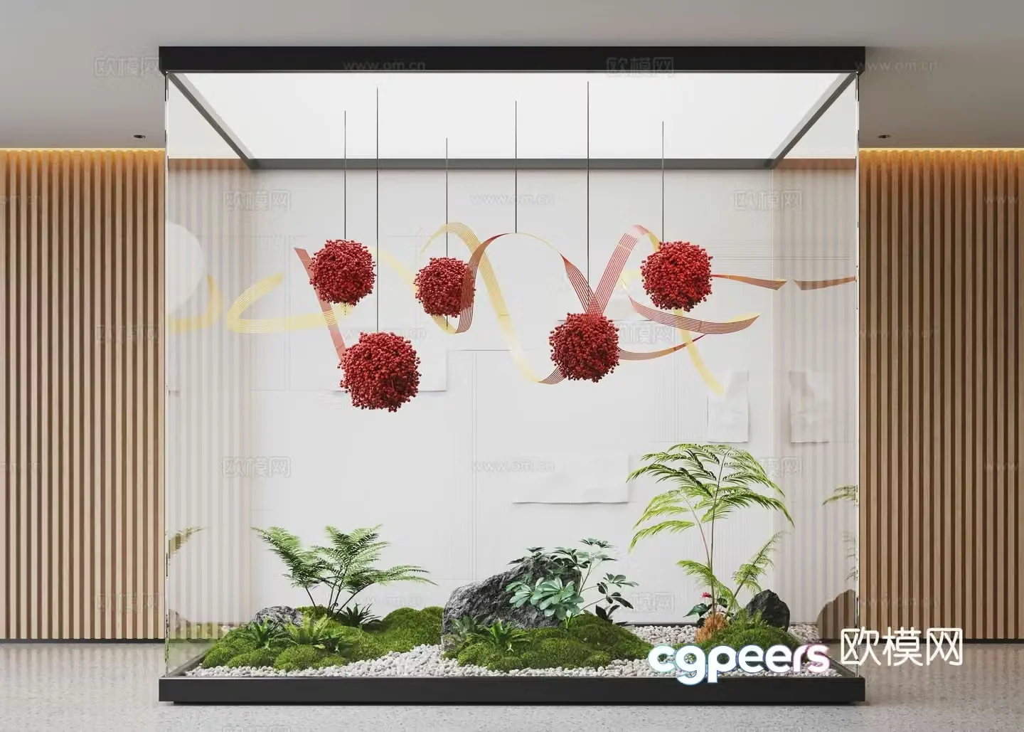 Modern interior landscape landscaping moss landscape landscape sketch rattan weaving device plant device 3D model