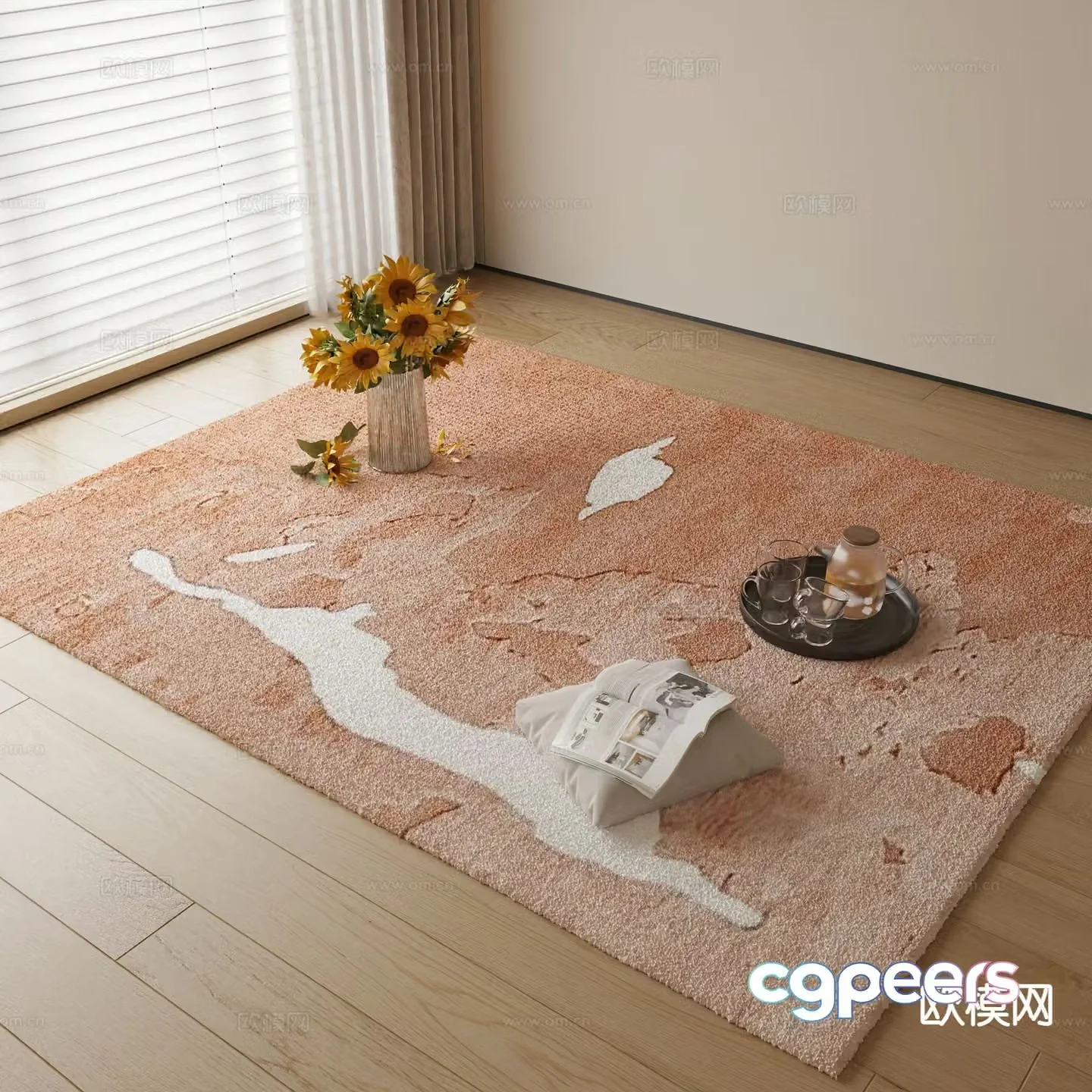 Modern square carpet 3d model