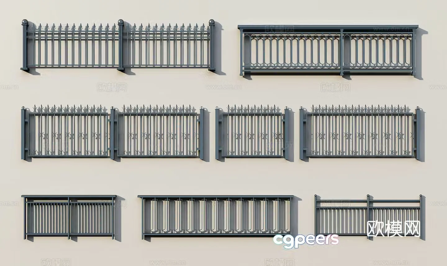Modern Railing Handrail 3d Model