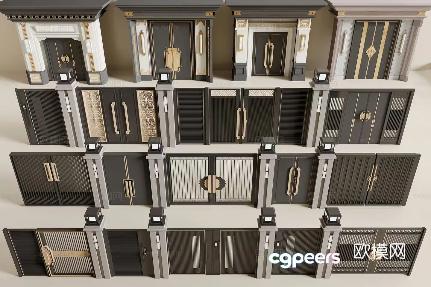 Modern courtyard door 3d model
