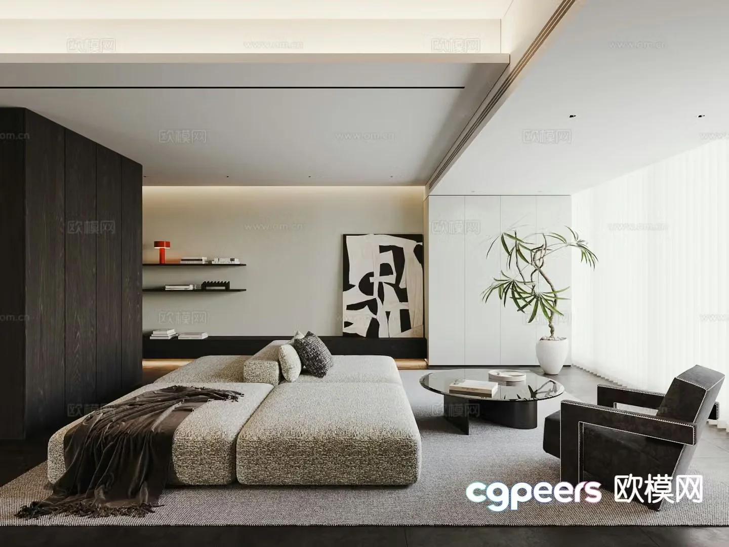 Wabi-sabi living room 3d model