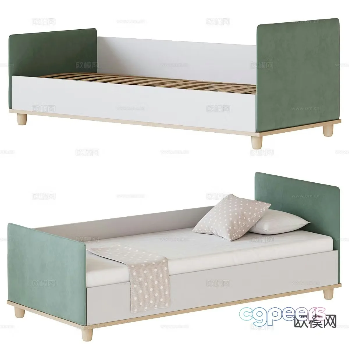 Modern single bed 3d model