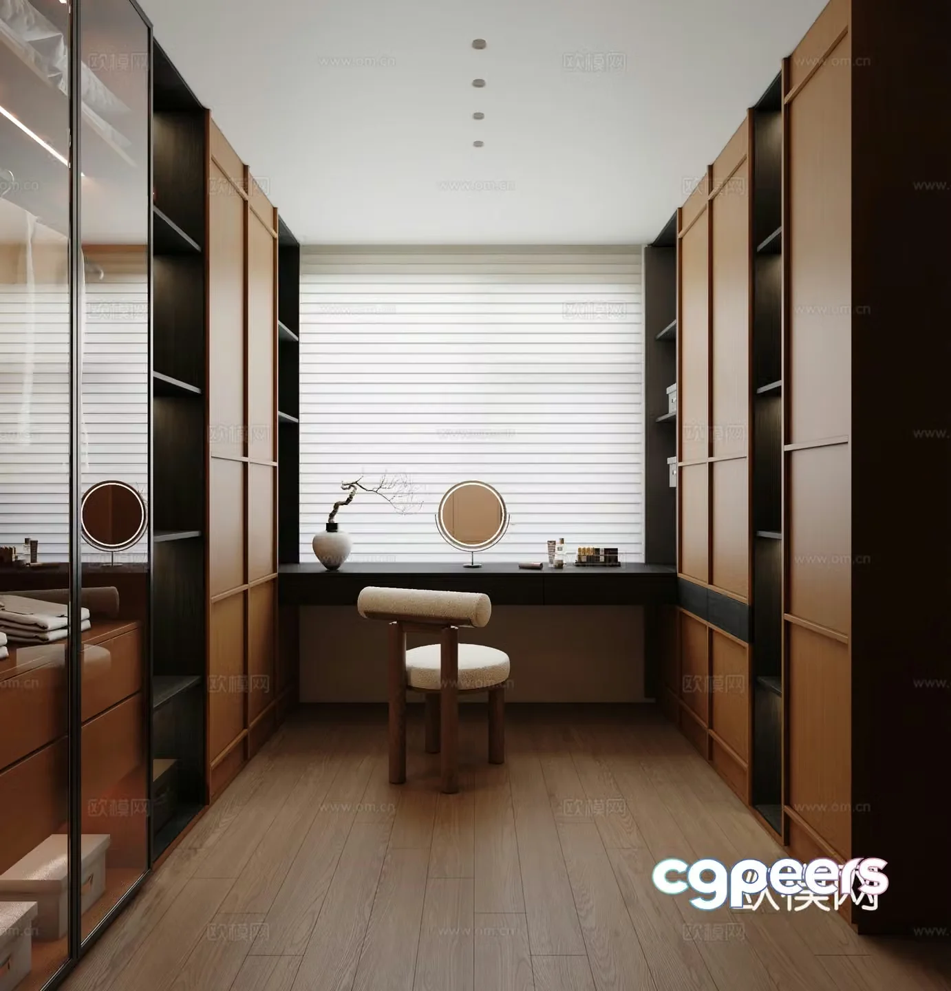 Medium retro cloakroom Master bedroom cloakroom Walk-in cloakroom U-shaped cloakroom 3d model