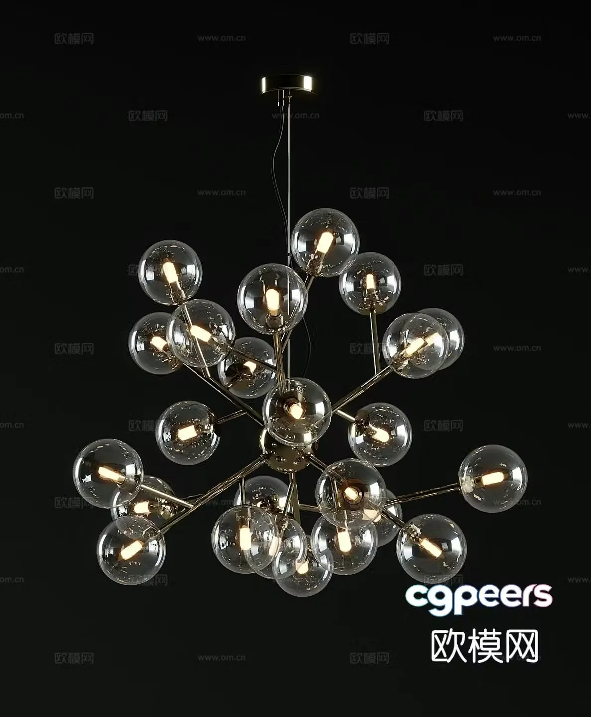 Light luxury glass chandelier 3d model