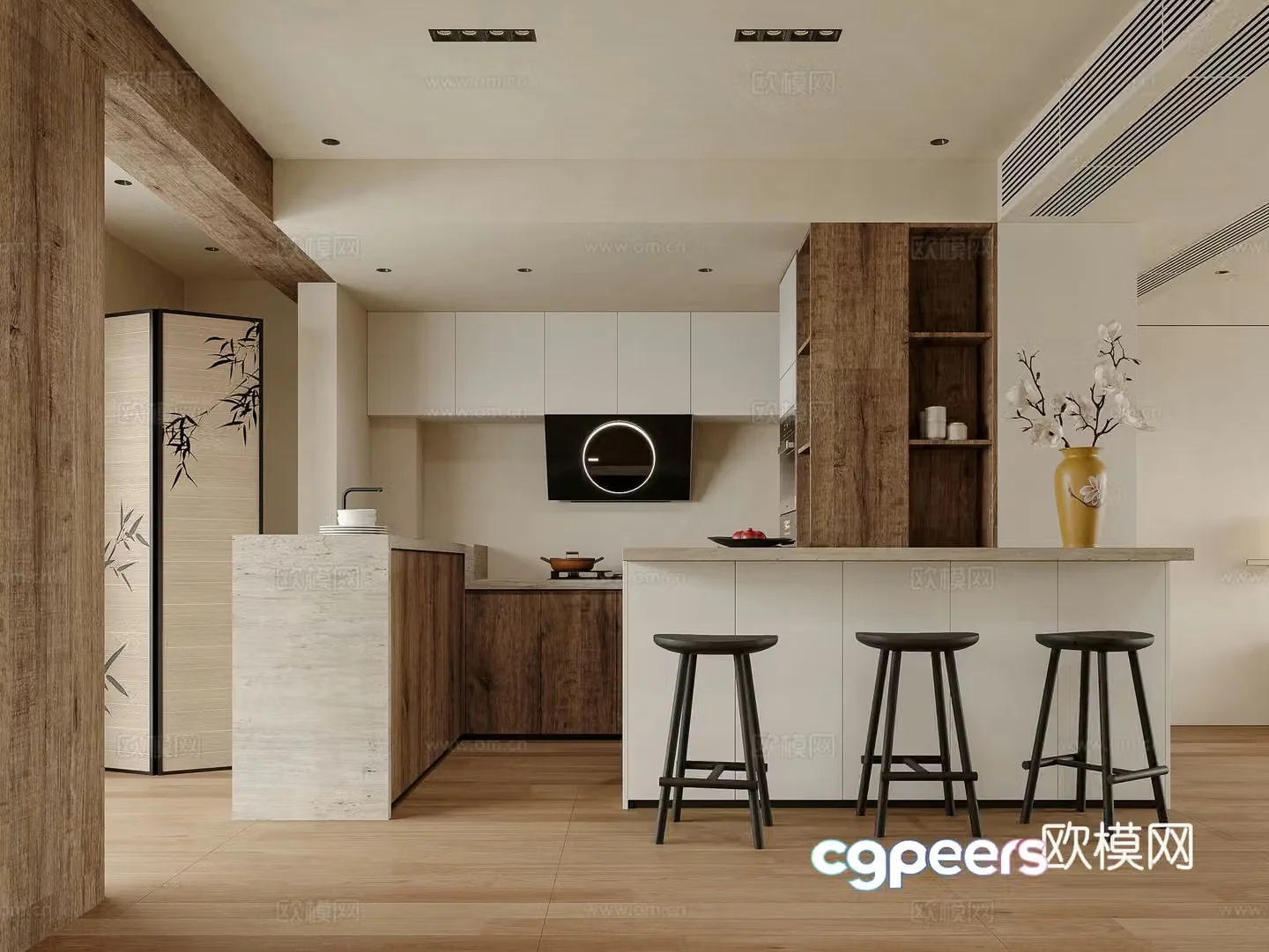 Wasabi Natural Wind Living Room Kitchen 3D Model