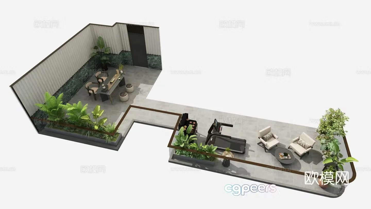 Modern terrace landscape 3d model