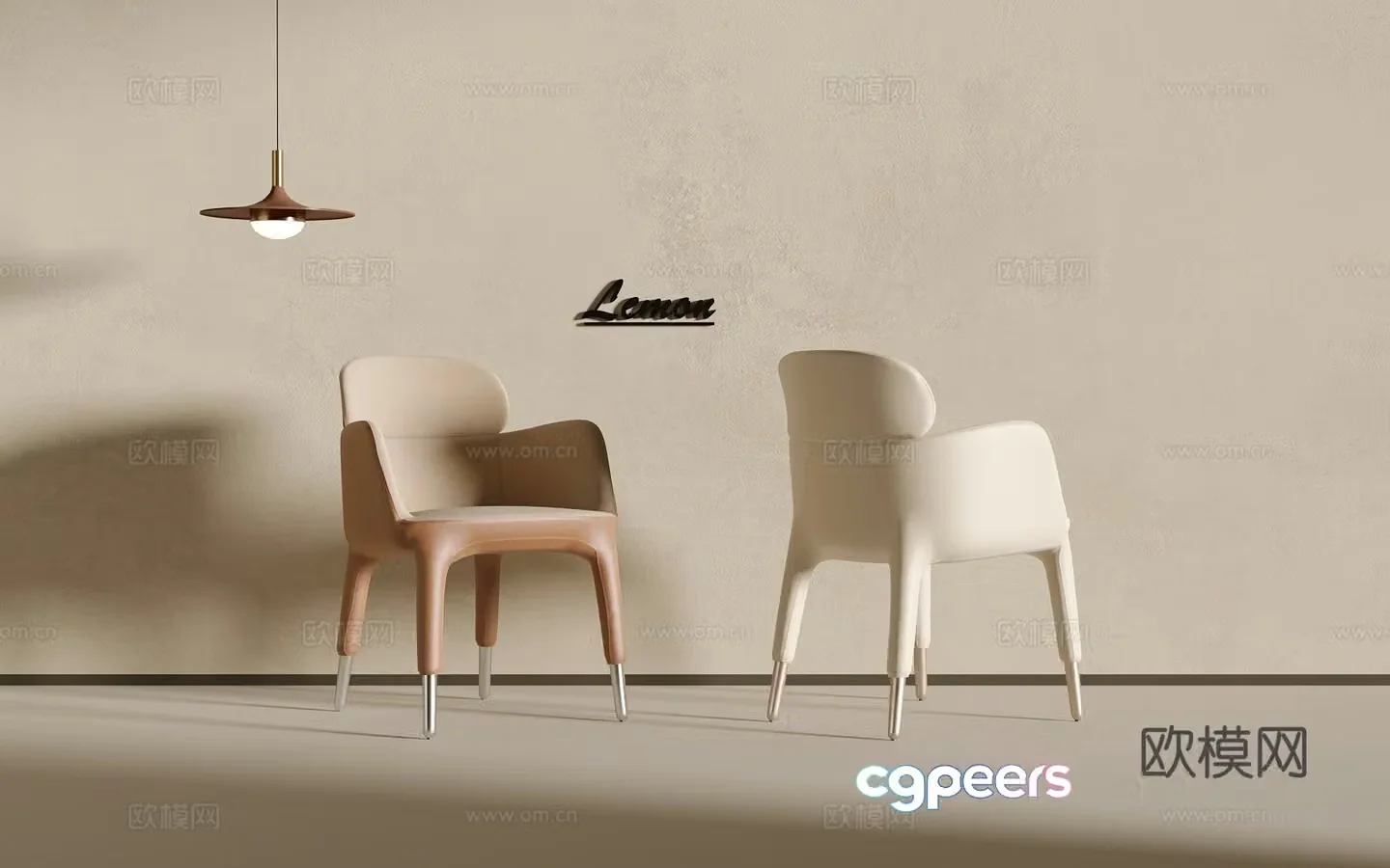 Creamy single chair 3d model