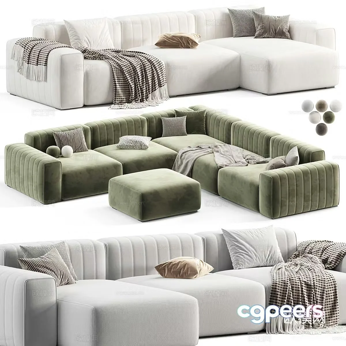 Modern Italian Norr11 Riff modular sofa 3d model