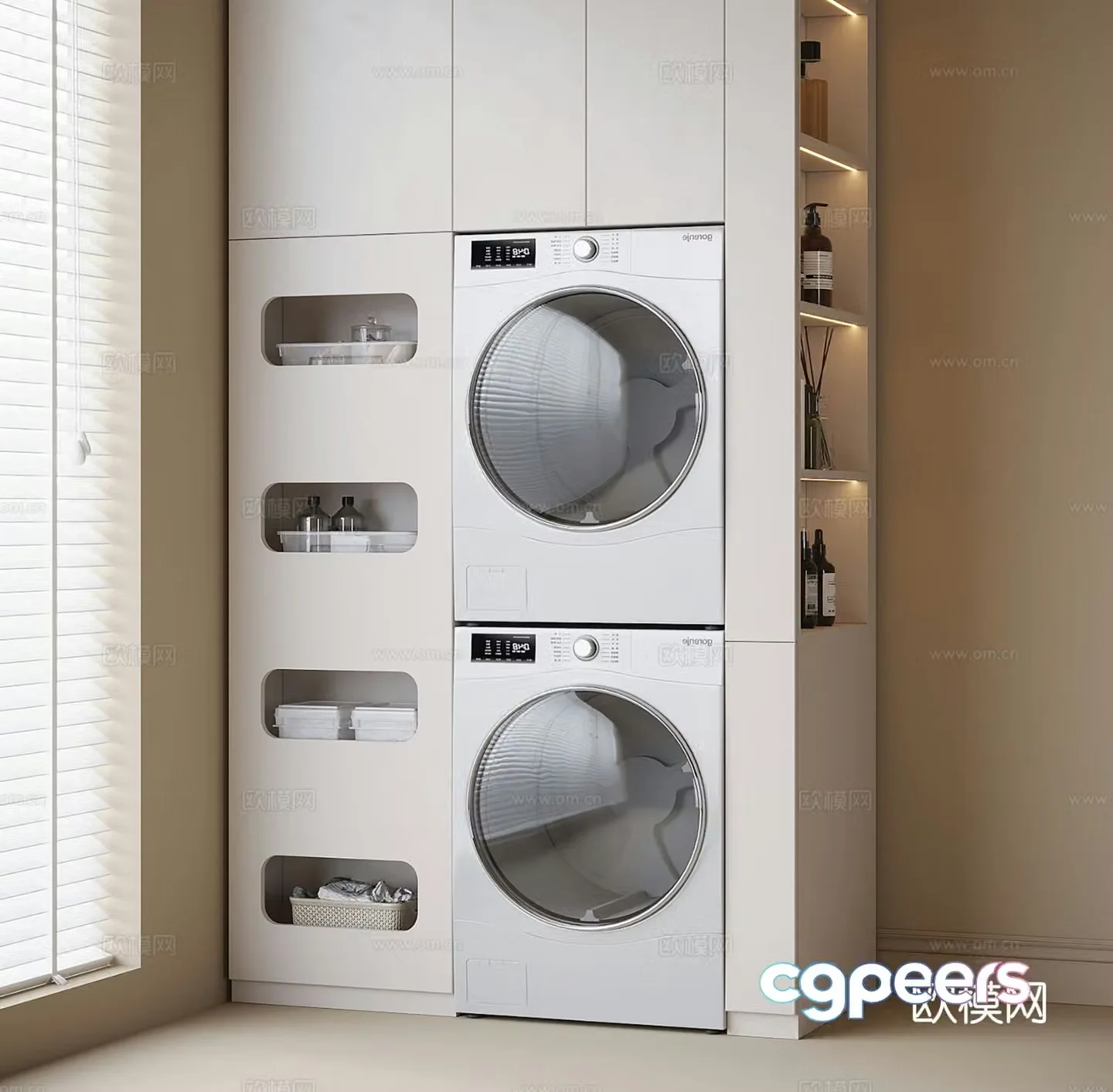 Modern washing machine cabinet balcony cabinet 3d model