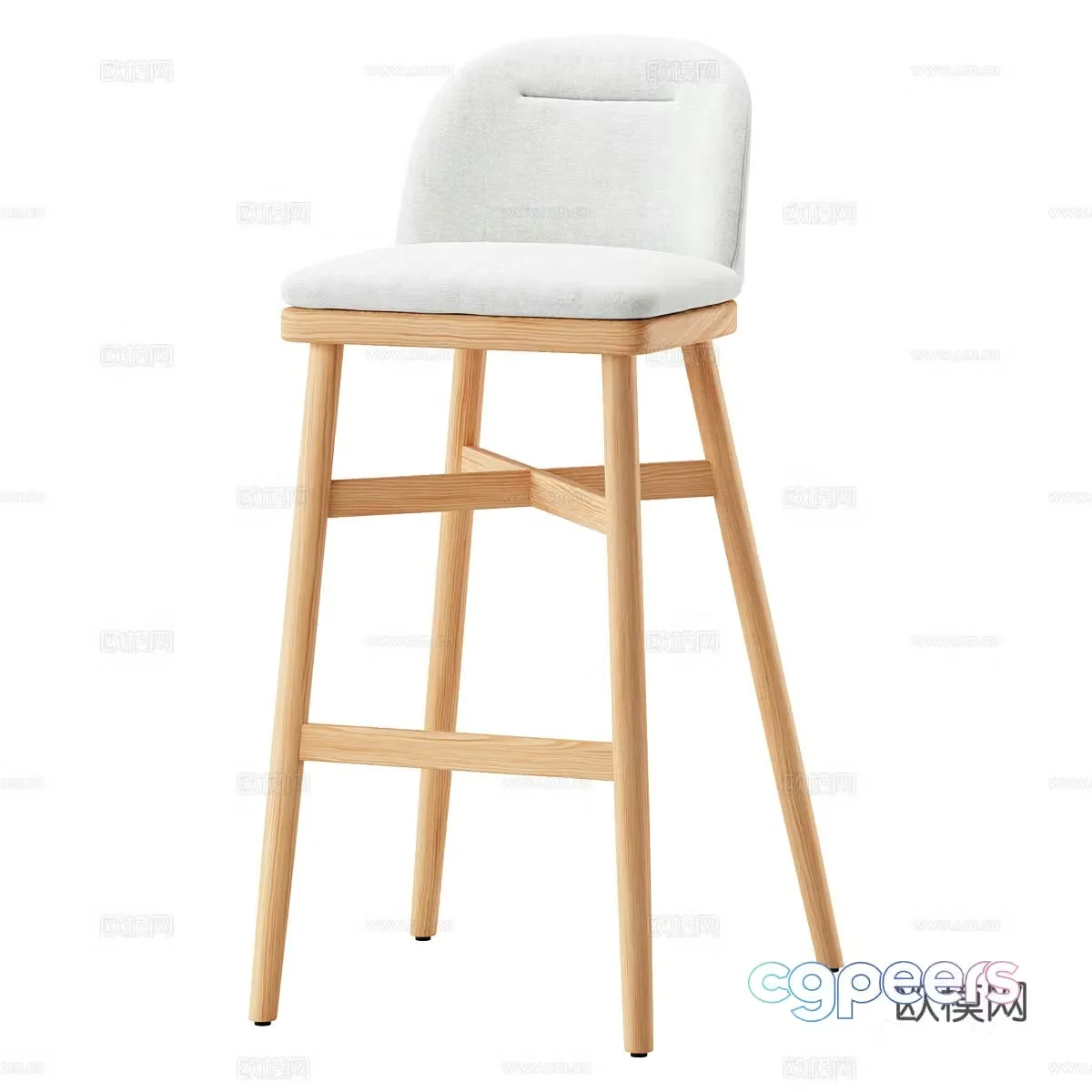 Nordic simple bar stool bar chair casual bar stool bar stool 3D model