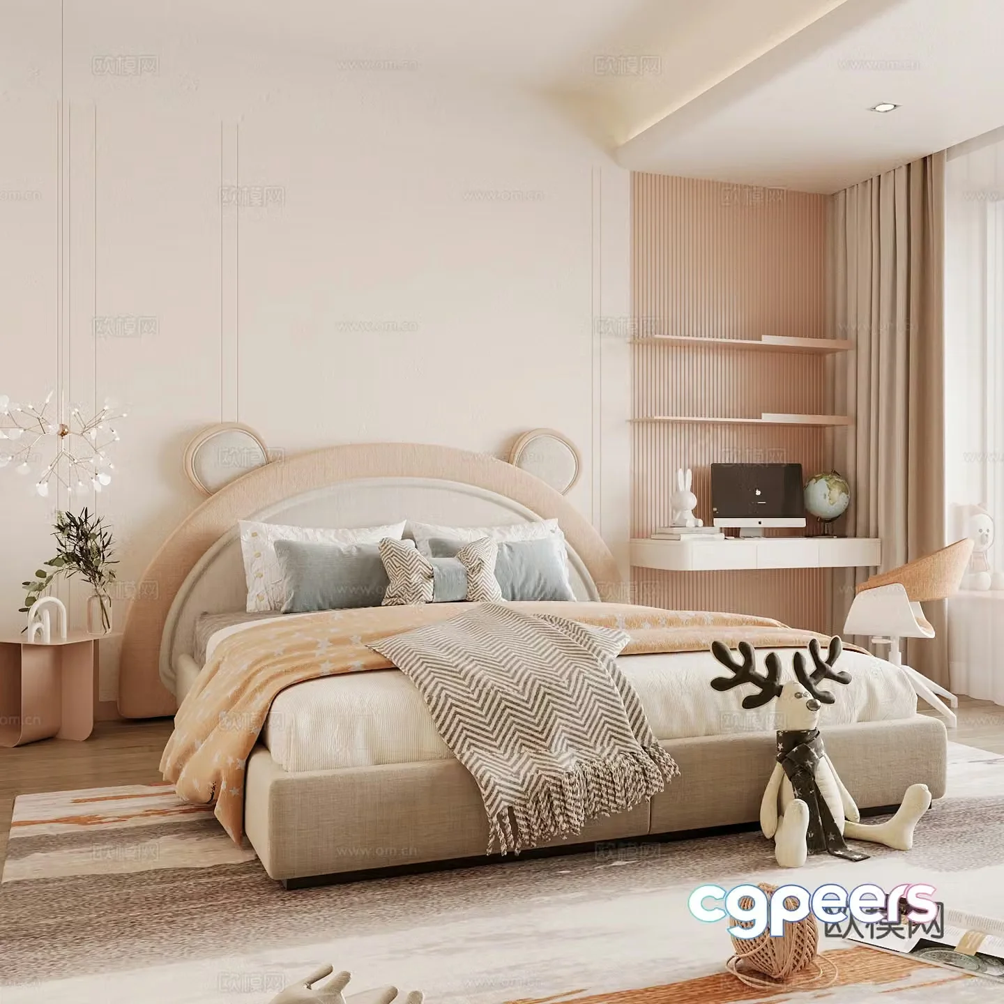 Modern children’s room girl’s room 3d model