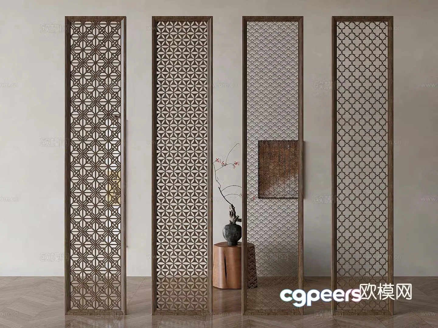 Chinese style partition entrance partition 3D model
