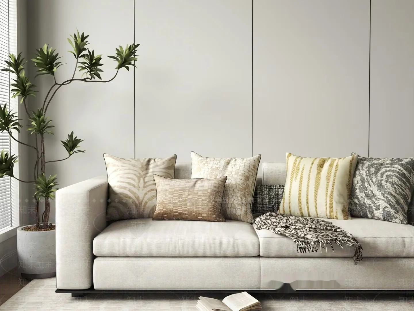 Modern White Sofa 3D Model – 19826 – VRAY Render