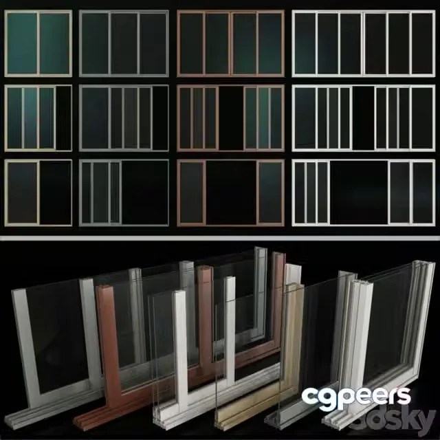 3ds Max Free – Sliding Stained Glass Aluminum Windows