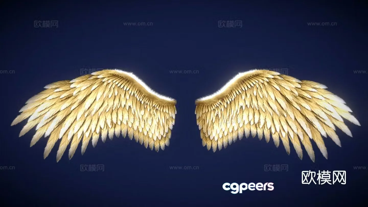 Golden angel wings 3d model