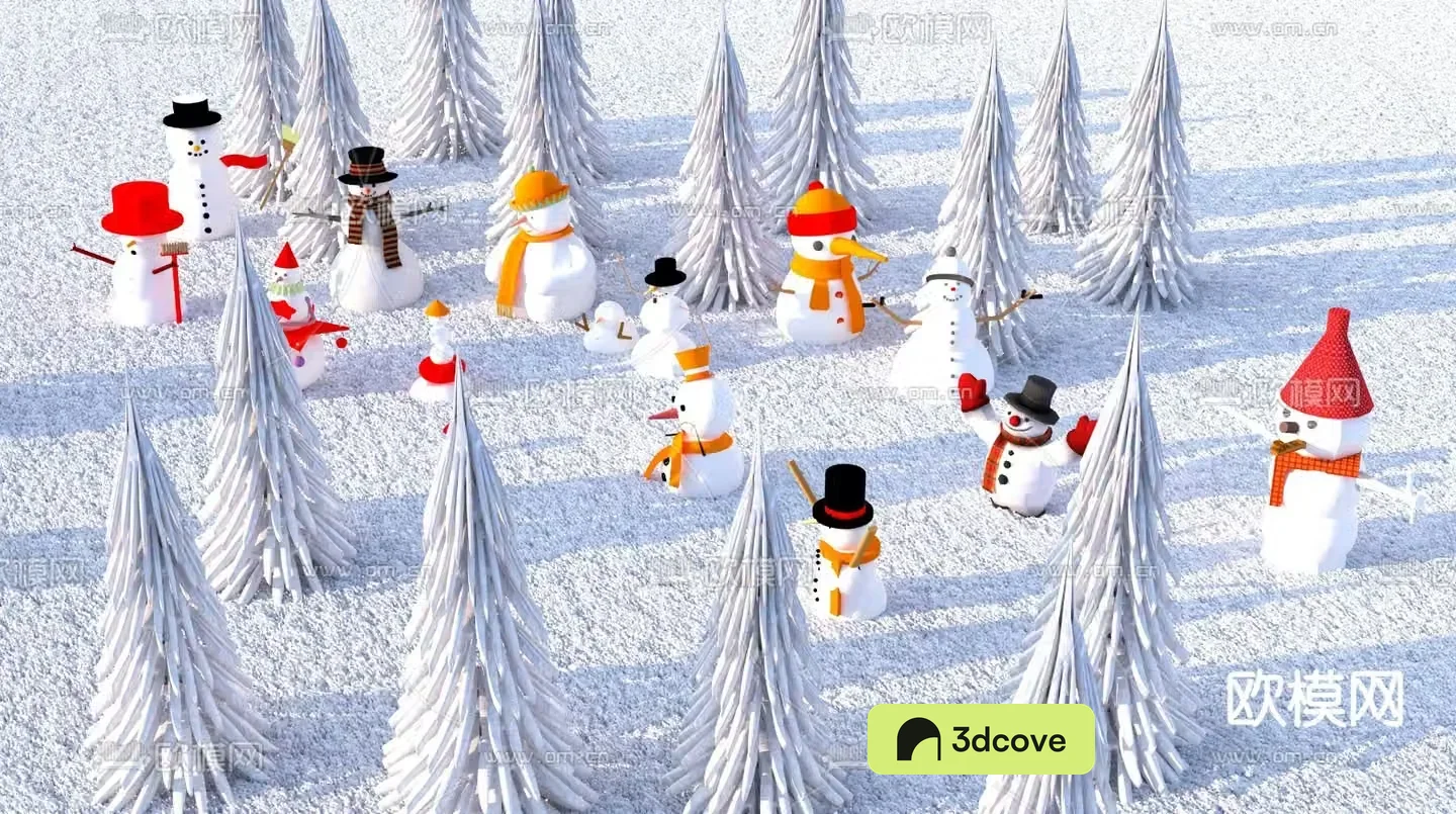 Snowman snowball landscape sketch