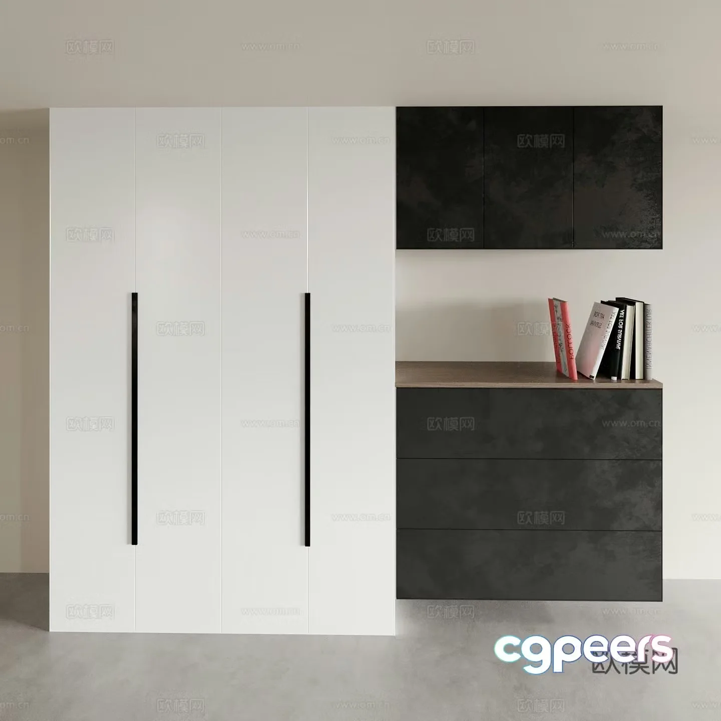 Modern integrated wardrobe side cabinet shoe cabinet 3d model