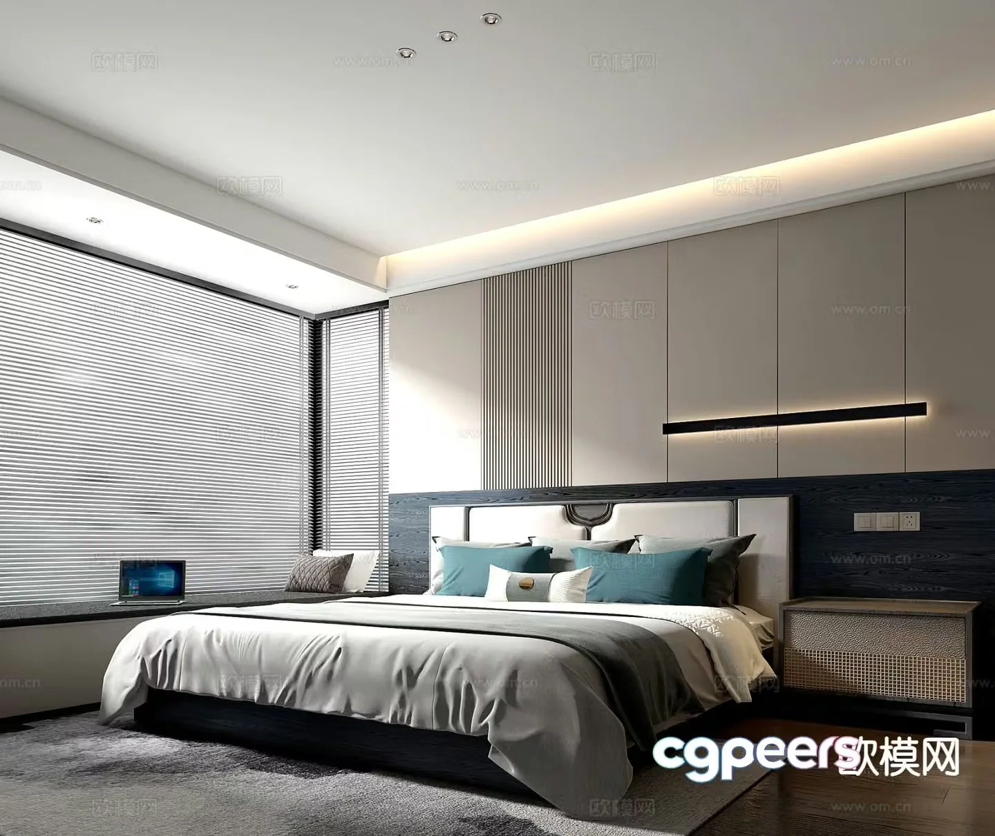Modern double bed 3d model