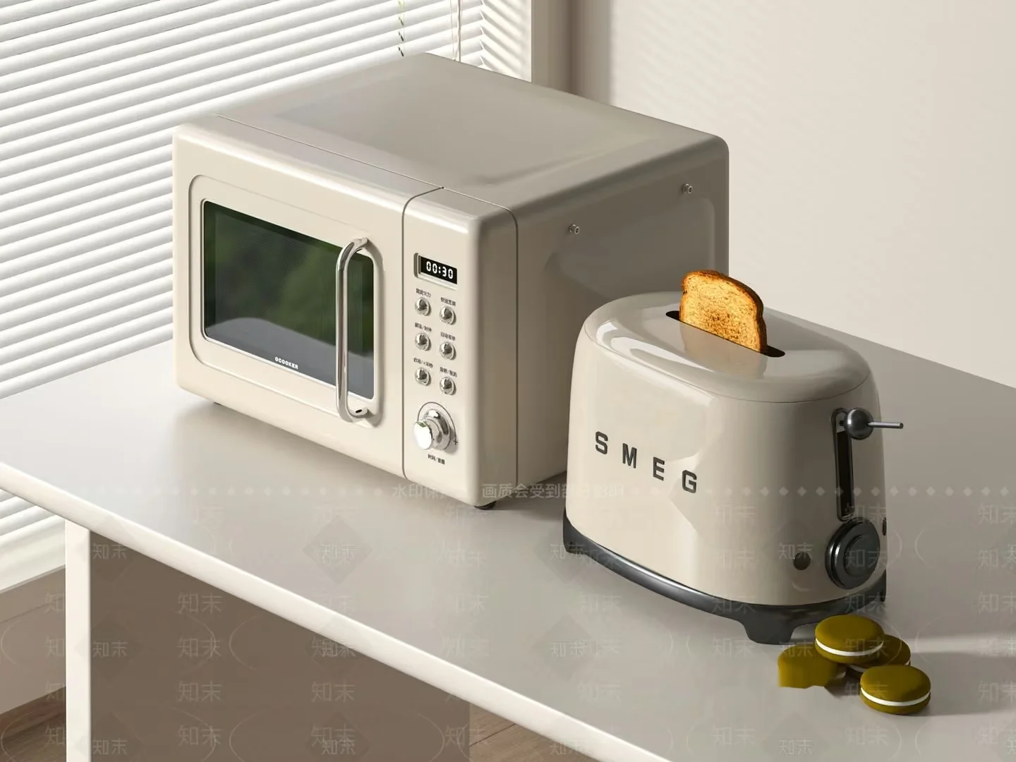A Retro-Style Kitchen Appliance Set 3D Model – 3439 – VRAY Render