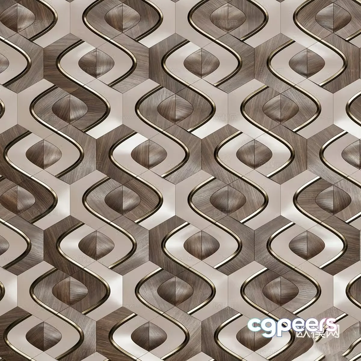 New Chinese style light luxury parquet floor parquet floor mosaic tiles flower tiles 3d model