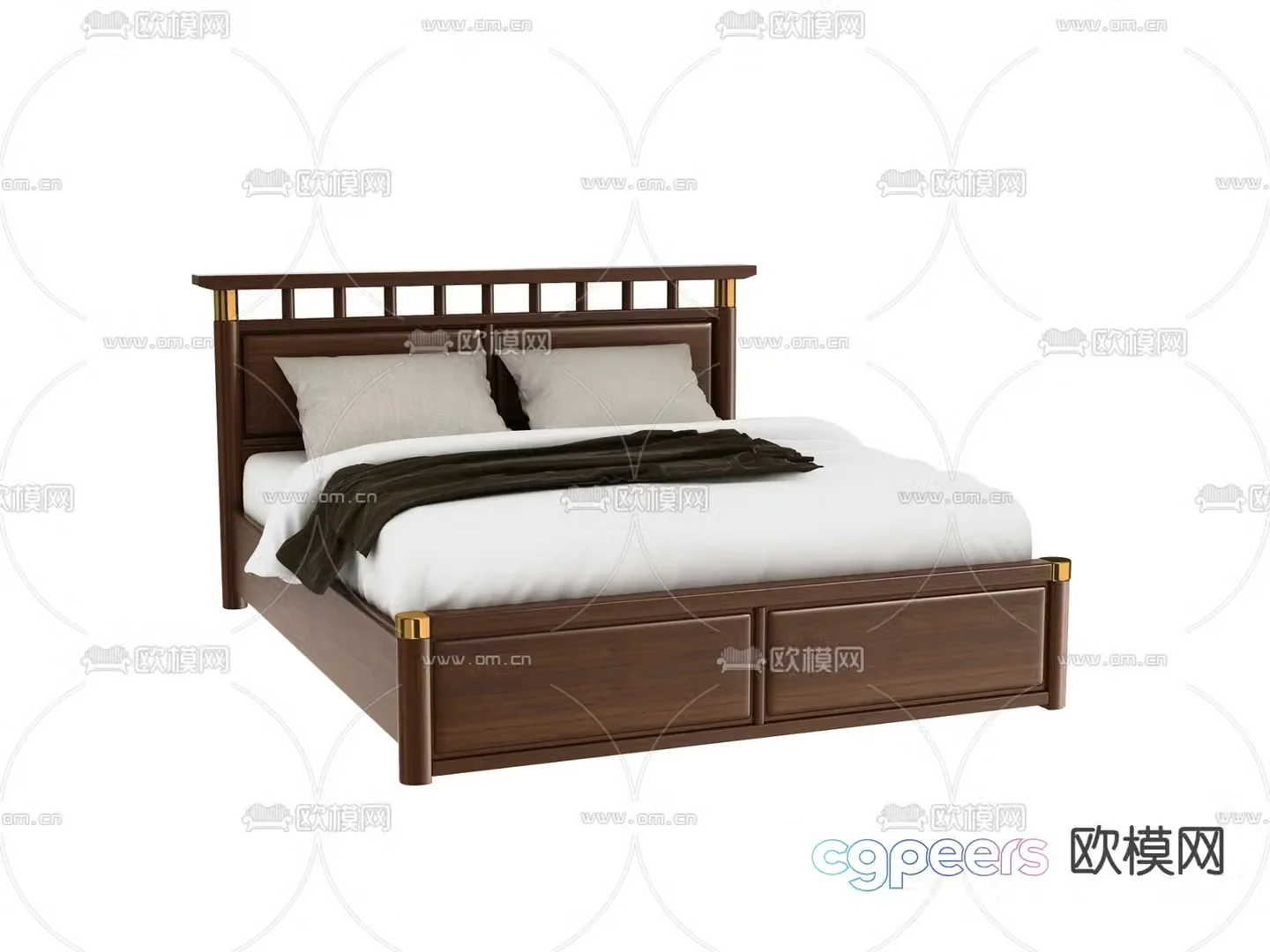 Modern double bed 3d model
