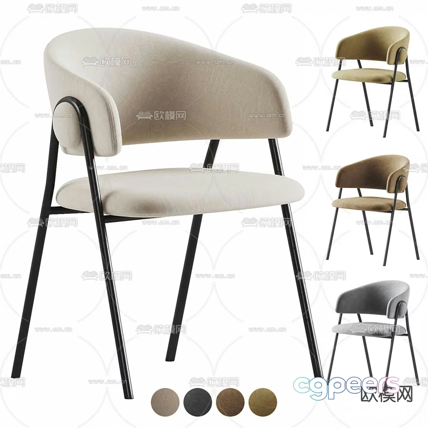 Colin modern chair dining chair 3d model