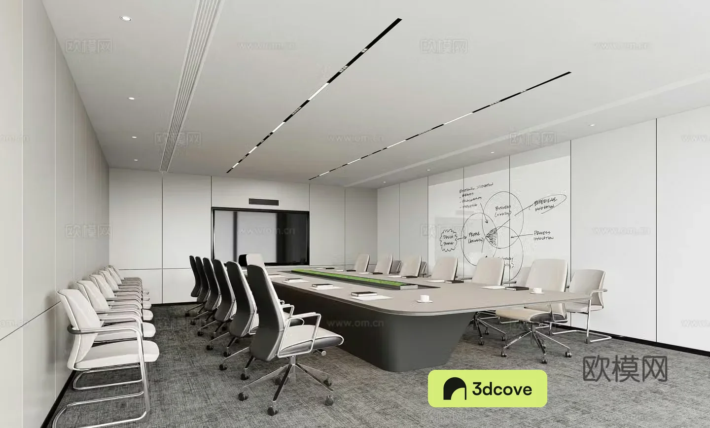 Modern minimalist conference room